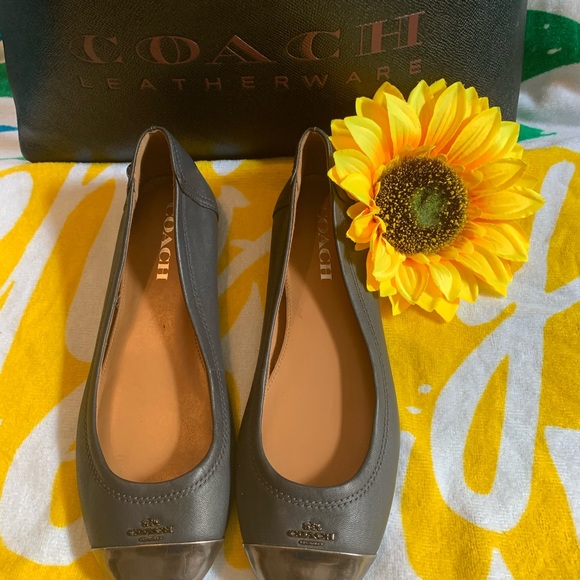 Coach Chelsea Matte Navy Blue & Gunmetal Flats - Picture 1 of 8